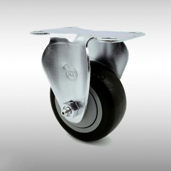 3 Inch SS Black Polyurethane Wheel Rigid Top Plate Caster
